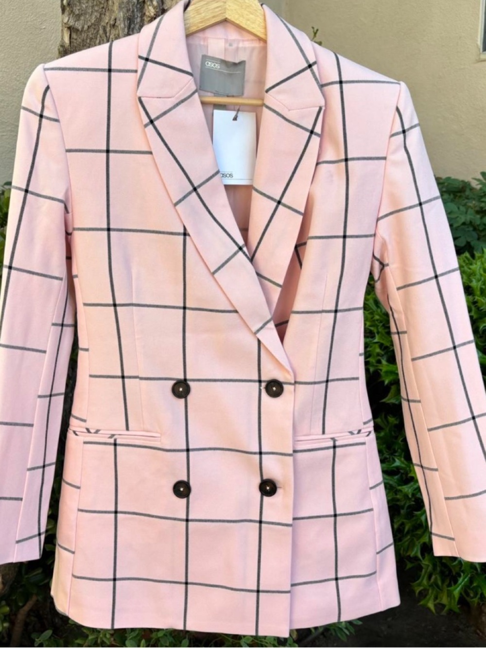 ASOS Pink Blazer with Black grid lines